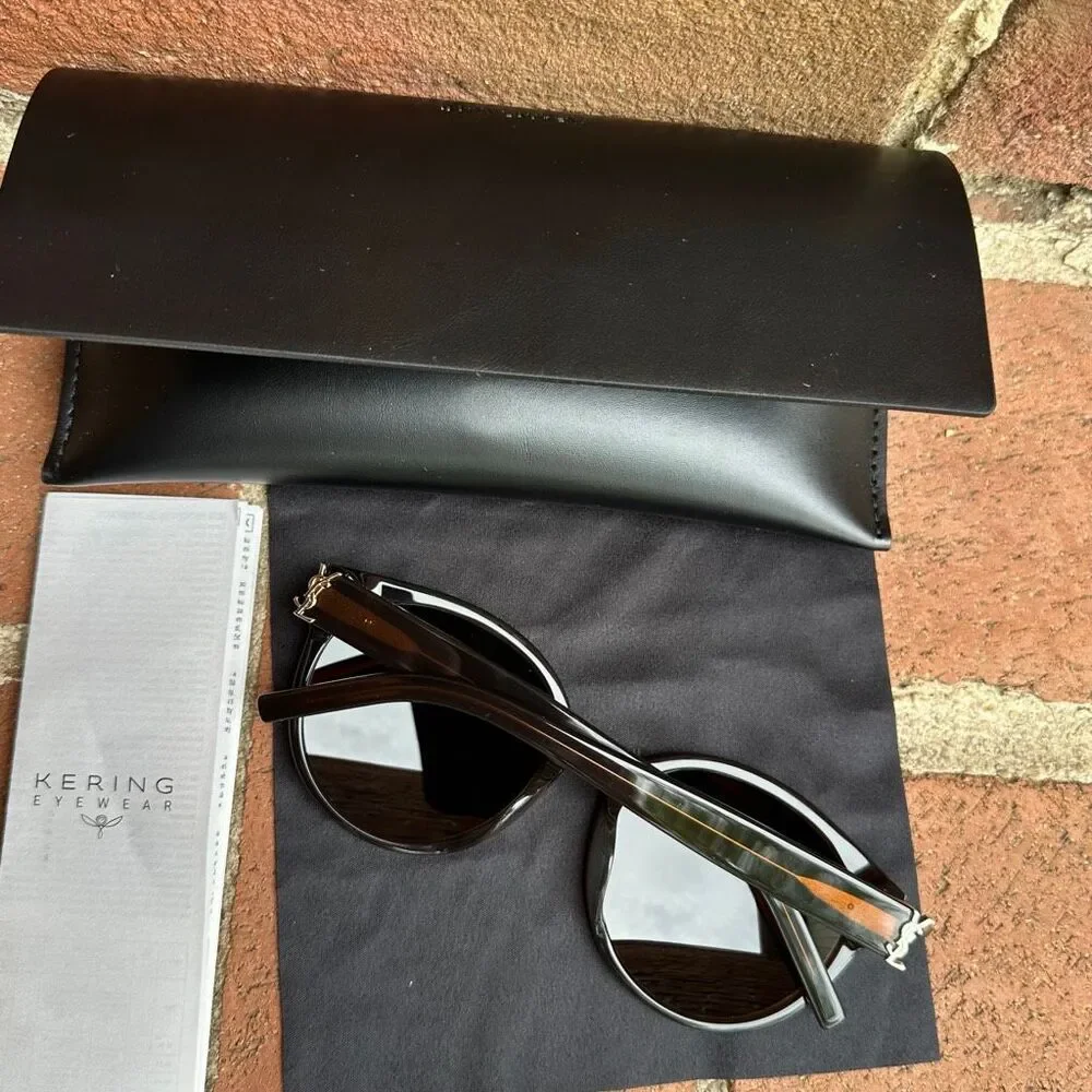Saint Laurent $520 Women’s SL M31/F Brown Polarized Sunglasses Gold Logo NEW